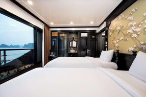 Junior Double or Twin Room, Beach View | Minibar, in-room safe, individually furnished, desk