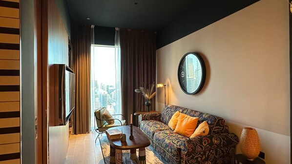 Living area - Modern 1BR in Mama Shelter Stunning Downtown Views! (Dubai)