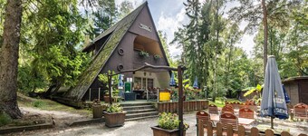Bungalow '7 - Finnhütte' mit privater Terrasse und gemeinsamem Garten