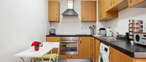 Fridge, microwave, dishwasher, toaster