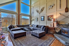 Smart TV, fireplace, video games, DVD player