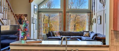 Smart TV, fireplace, video games, DVD player