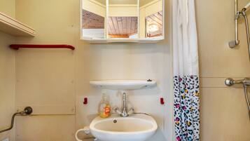 Shower, free toiletries, towels