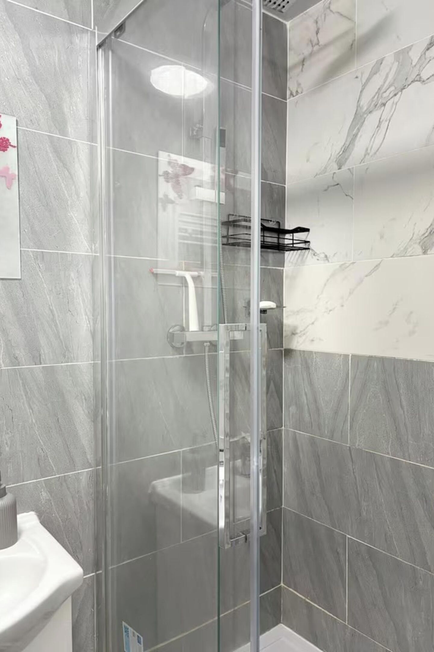 Shower, towels, toilet paper