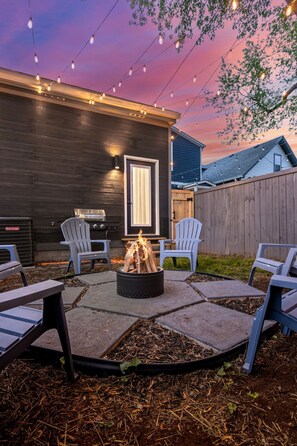 Terrace/patio - Indy Gem | 3BR w/ Fire Pit, Games + Prime Location (Indianapolis)