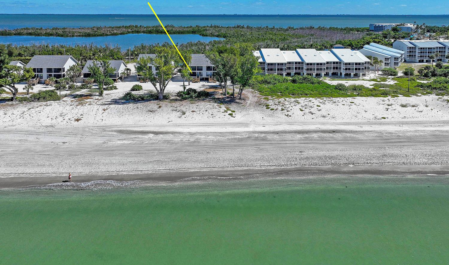 Strandhaus 1423 mit Blick auf Strand und Meer.