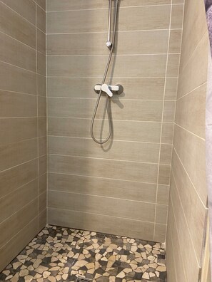 Secadora de cabello, toallas, papel de baño 