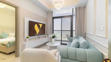 Luxury Apartment, Balcony, Sea View | Iron/ironing board, cribs/infant beds, free WiFi, bed sheets