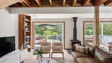 TV, fireplace