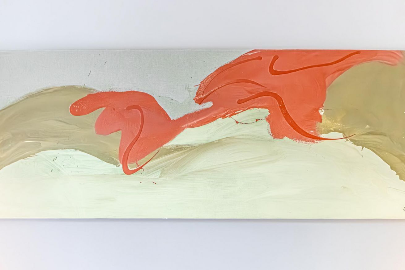 Un tableau aux formes et aux couleurs abstraites.