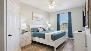 3 habitaciones, tabla de planchar con plancha y cuna de viaje