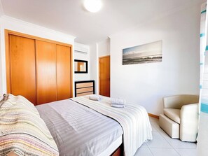 2 bedrooms, in-room safe, iron/ironing board, travel cot
