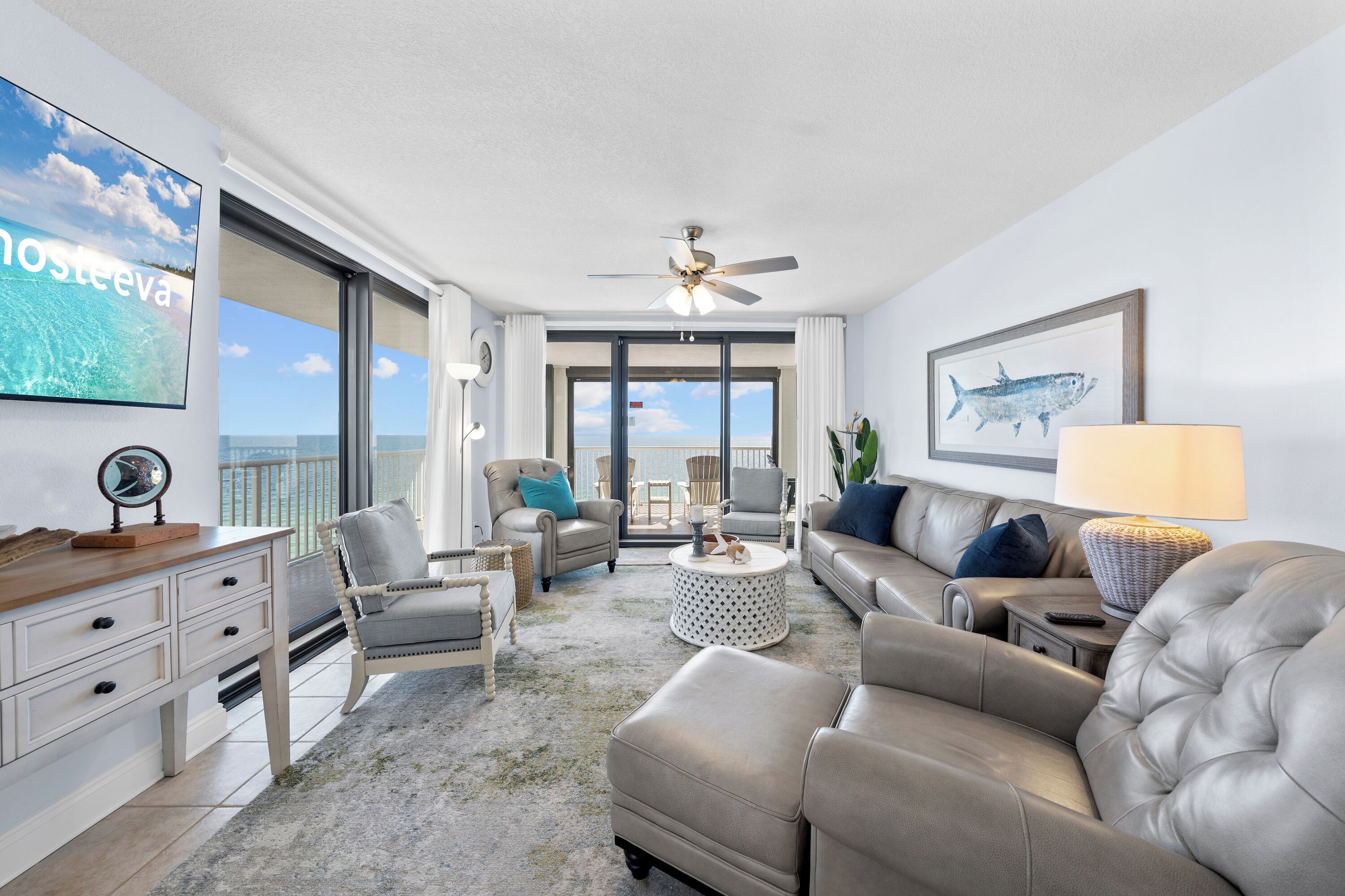 Signature Condo, 3 Bedrooms, Non Smoking, Beach View | Living room | 50-inch Smart TV with cable channels