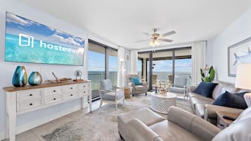 Signature Condo, 3 Bedrooms, Non Smoking, Beach View | Living room | 50-inch Smart TV with cable channels