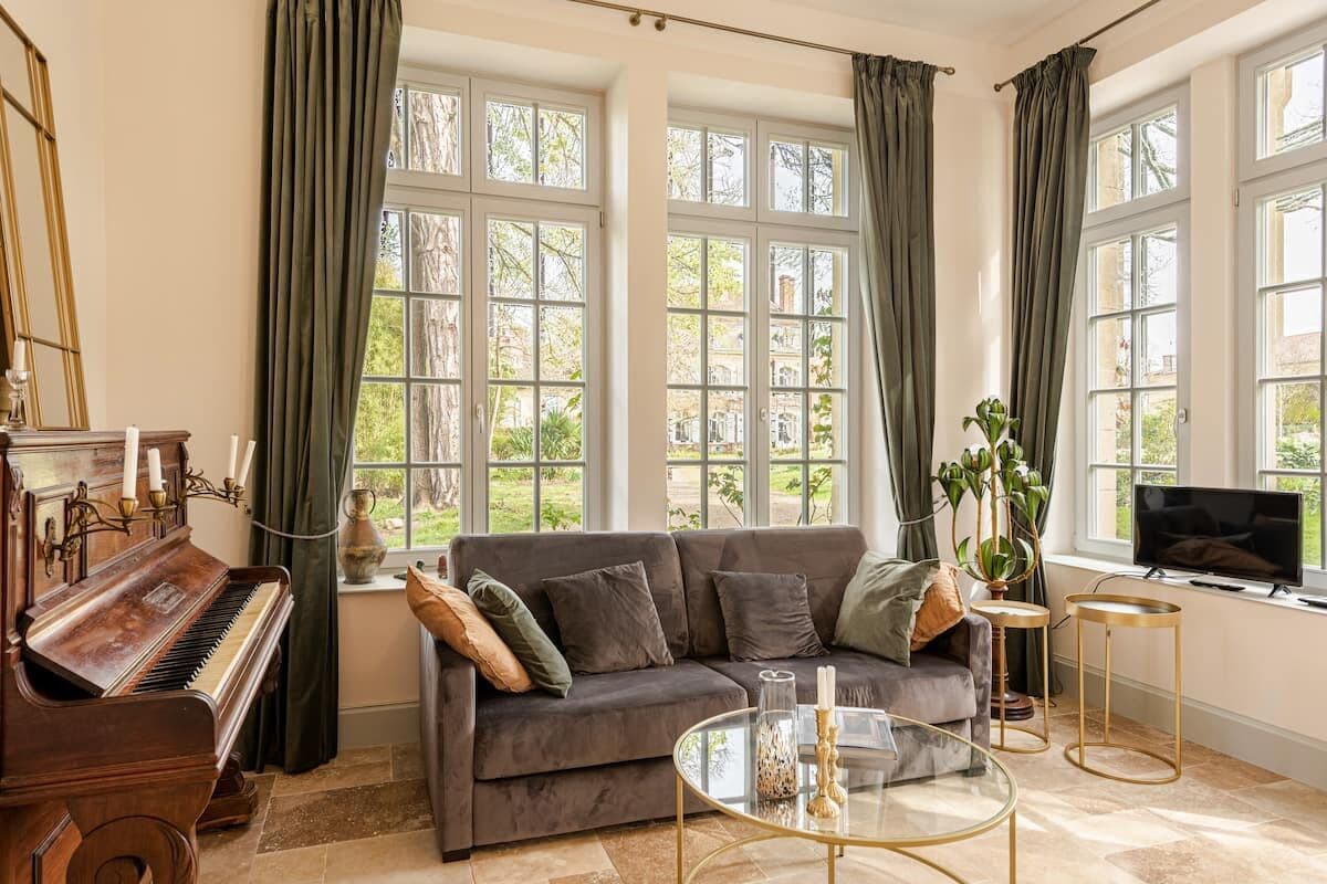 Klassieke cottage, uitzicht op tuin | Woonruimte