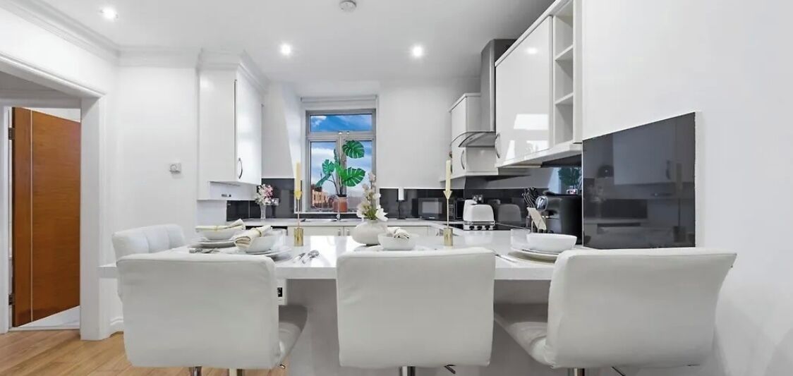 Apartamento Deluxe, vistas a la ciudad | Cocina privada | Frigorífico grande, microondas, horno y placa de cocina