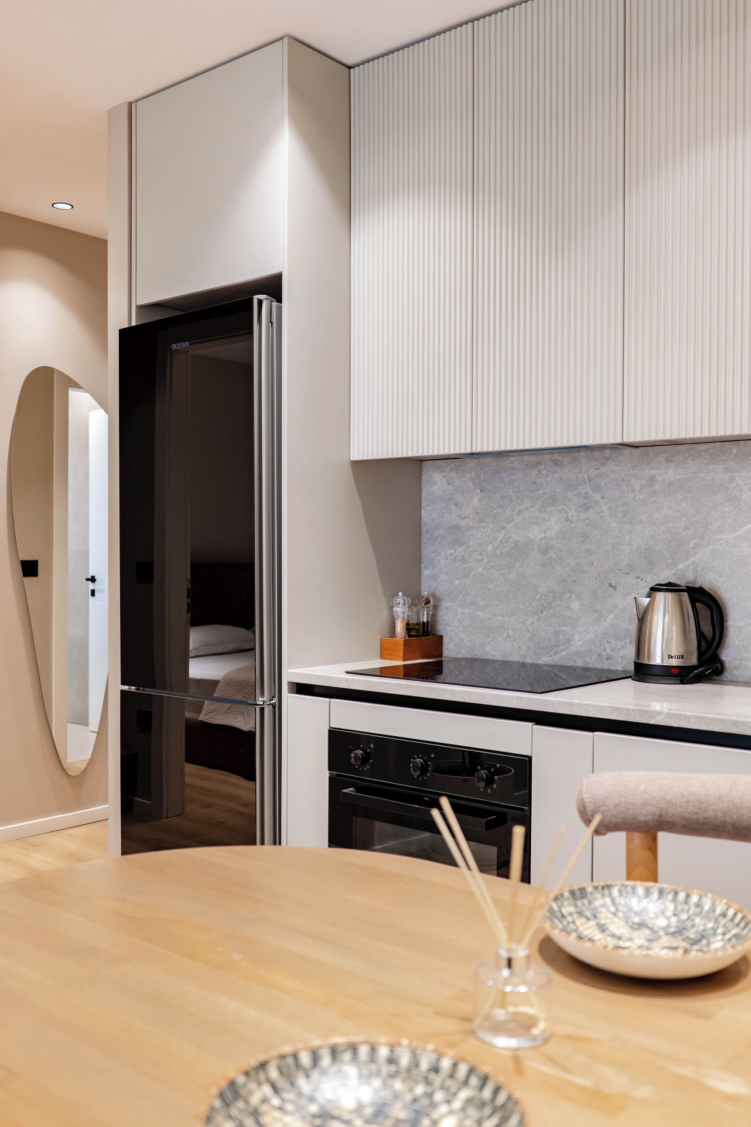 Departamento Deluxe | Cocina privada | Refrigerador 