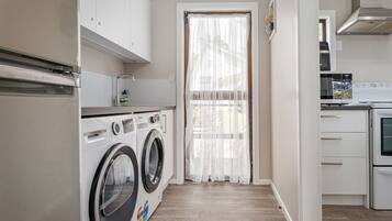 Fridge, microwave, dishwasher, toaster