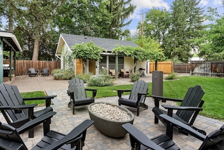 Terrace/patio. Main Street Retreat, 2 Bdrm, 2 Bath Home, Firepit!