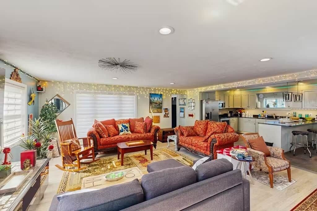 TV, fireplace, foosball