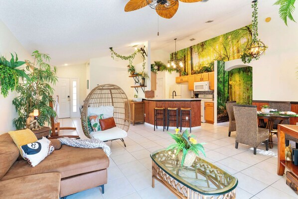 Una televisión, videojuegos, una oficina