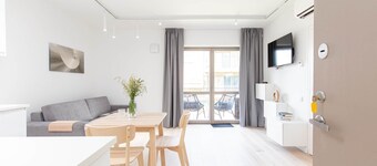 New 2025 Pervalka Neringa Flat White Dunes: AC, Heating, Private Balcony