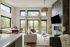 TV, fireplace, offices