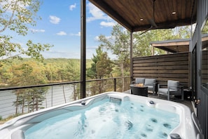Terrace/patio - Exhale | Romantic Lakefront Chalet w/ Hot Tub (Basye)