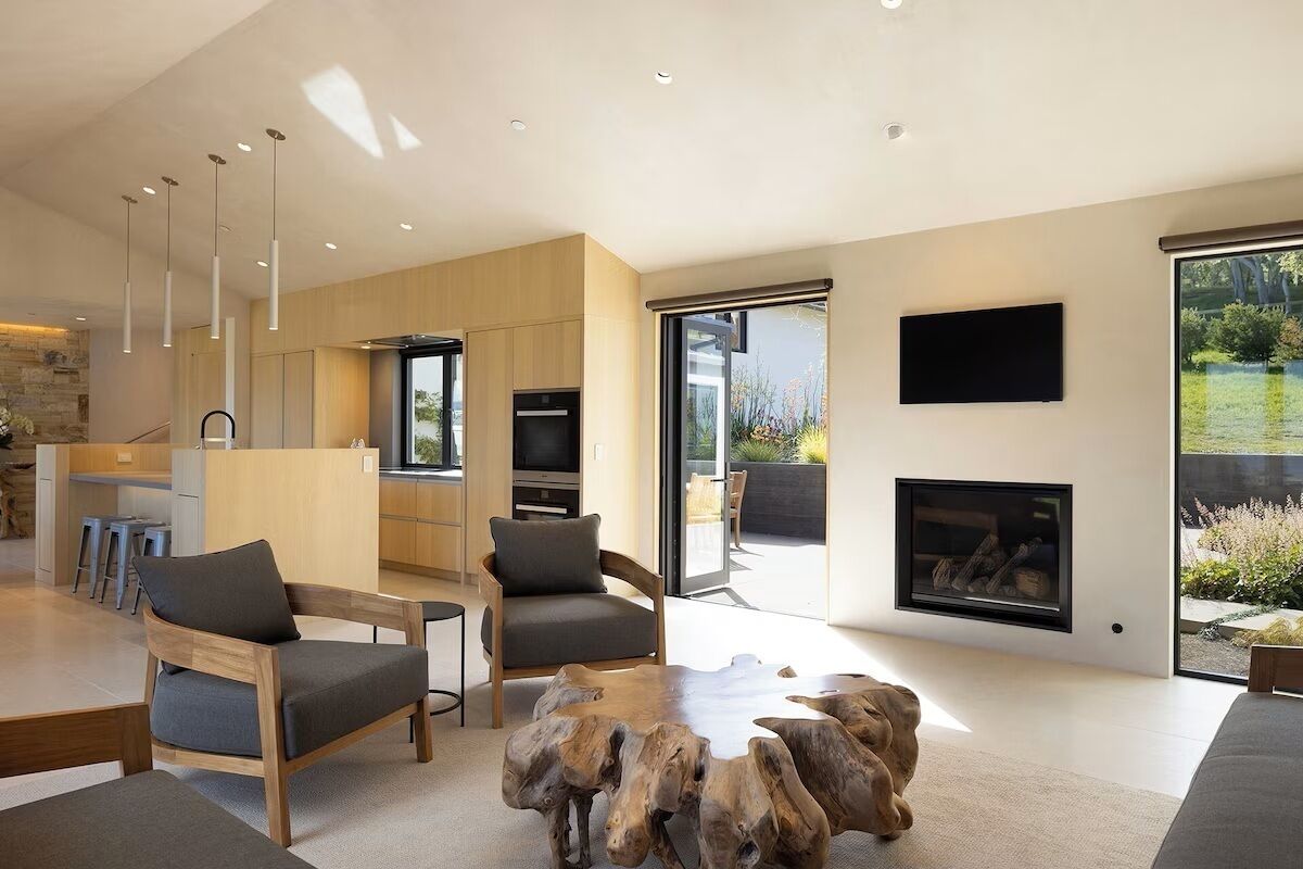 Televisión y chimenea 