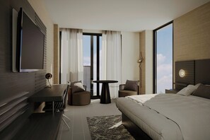 Chambre Deluxe, 1 très grand lit, en coin | Literie de qualité, coffre-fort, bureau, rideaux d’obscurcissement