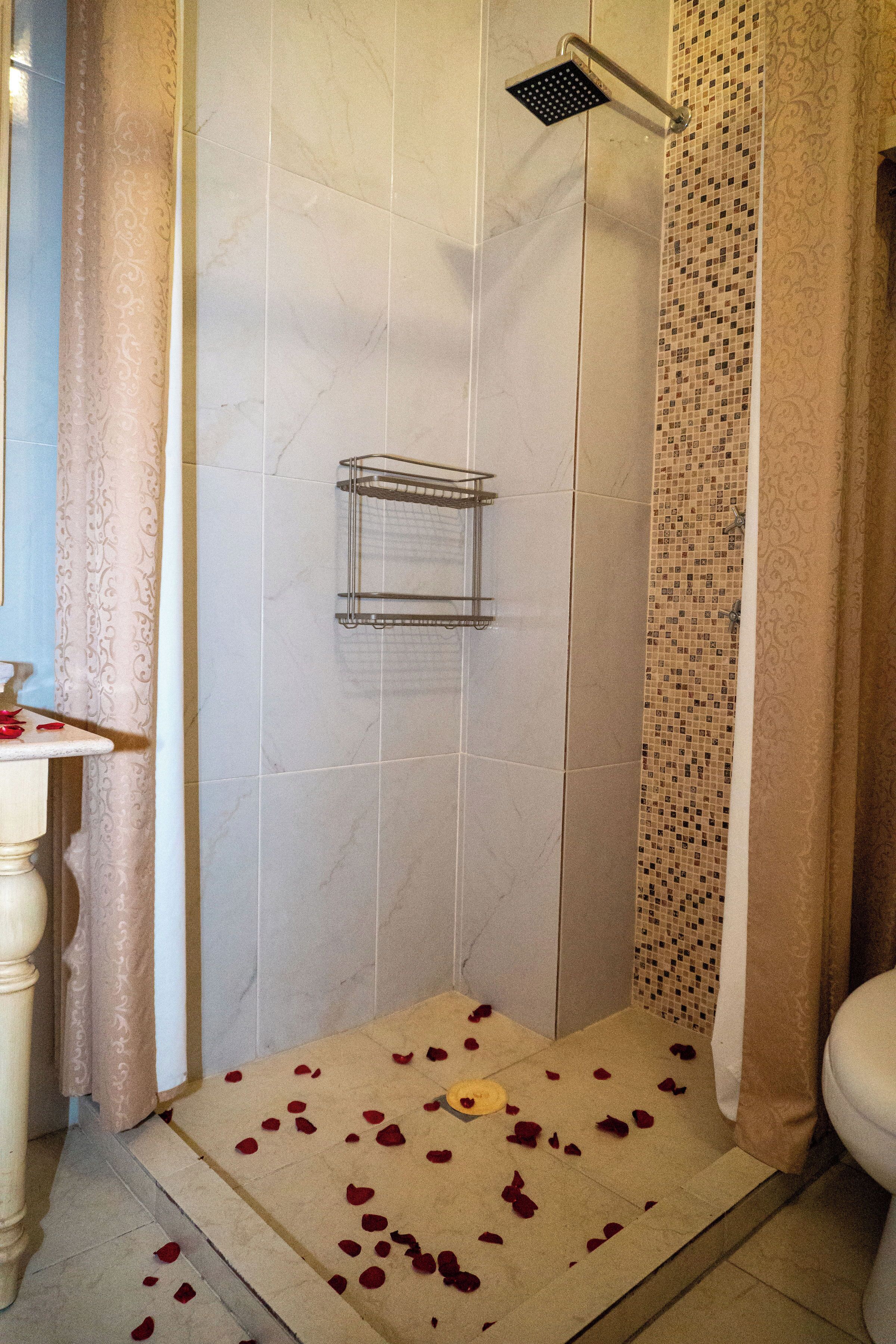 Dobbeltrom – deluxe, ikke-røyk, aircondition | Bad | Dusj, hårføner og håndklær