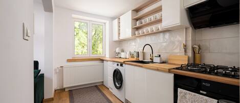 Fridge, oven, stovetop, dishwasher