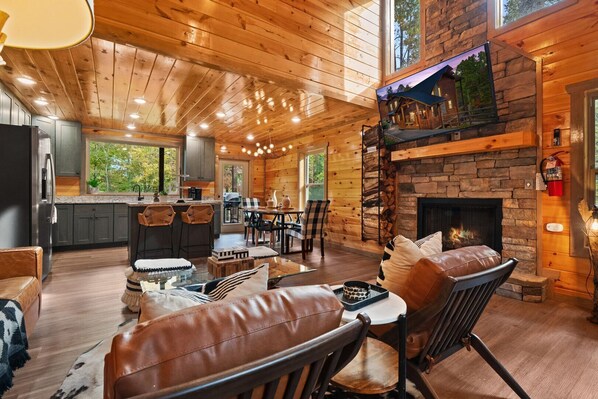 Smart TV, fireplace, video games