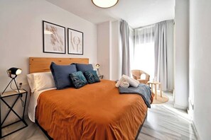 1 bedroom, iron/ironing board, travel cot, bed sheets