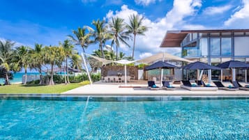 Outdoor pool, pool umbrellas
