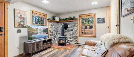 TV, fireplace, offices