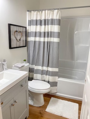 Hair dryer, towels, toilet paper