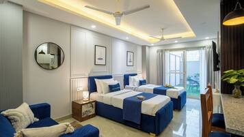 Estudio familiar | Tabla de planchar con plancha, wifi gratis, ropa de cama