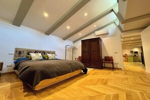 1 bedroom, desk, iron/ironing board, travel cot