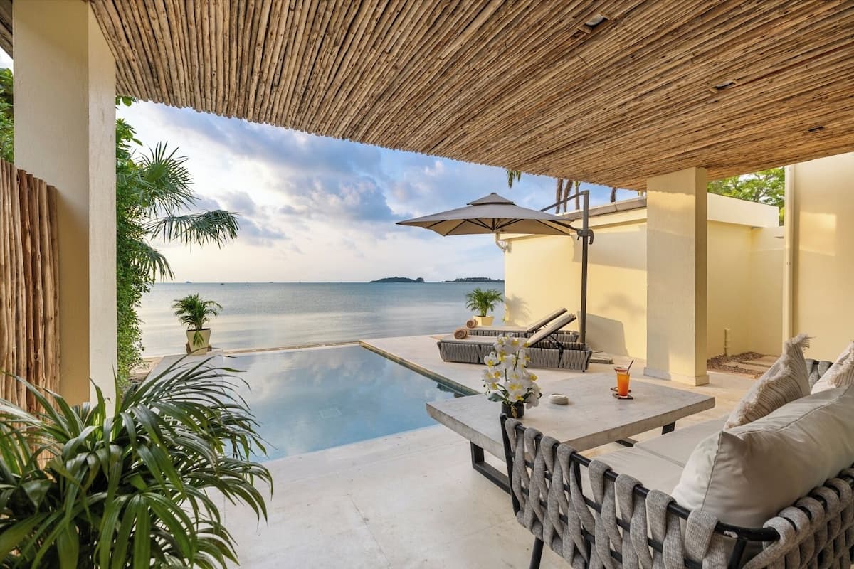 Luxury Villa, Beach View | Premium bedding, in-room safe, desk, iron/ironing board
