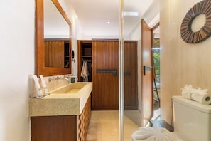 Deluxe Villa, 1 King Bed, Terrace, Courtyard View | Bathroom | Separate bathtub and shower, rainfall showerhead, free toiletries - Zaya Beach Club & Resort (Koh Samui)