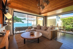 Luxury Villa, Beach View | Living area | 32-inch flat-screen TV with cable channels - Zaya Beach Club & Resort (Koh Samui)