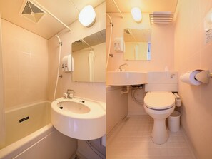 Duschwanne, kostenlose Toilettenartikel, Haartrockner, Hausschuhe