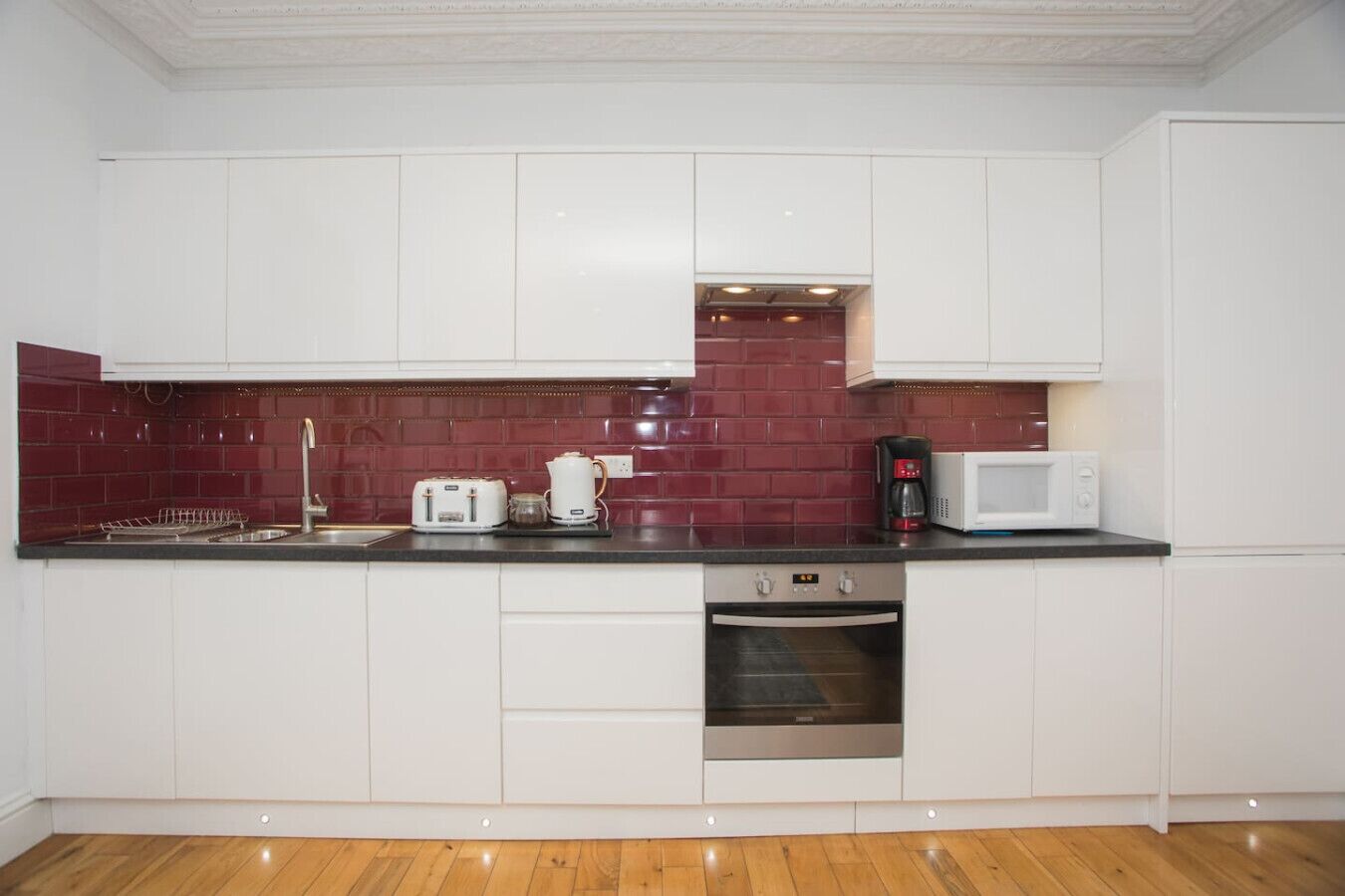 Microwave, oven, coffee/tea maker, toaster