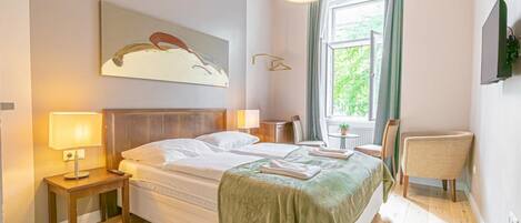 1 غرفة نوم وواي فاي وملاءات أسرّة