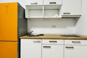 Fridge, oven, stovetop, coffee/tea maker