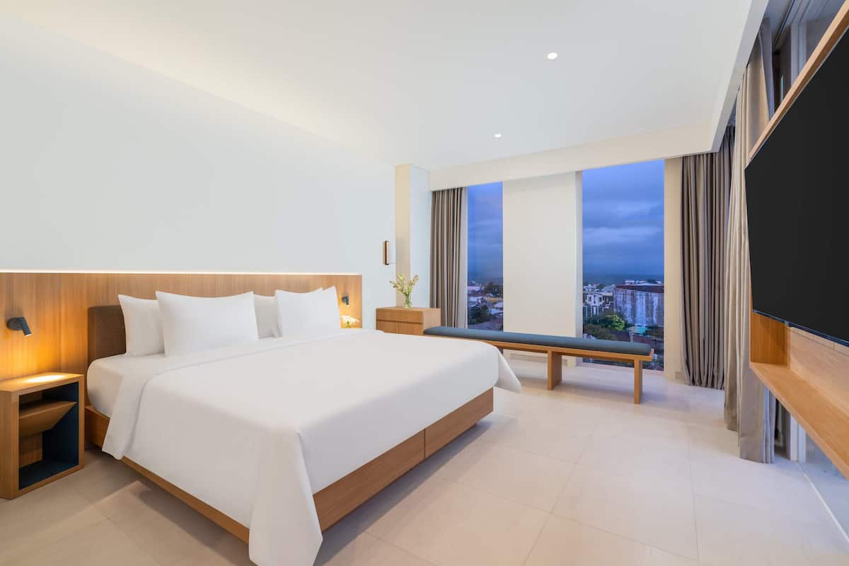Suite Business, 1 cama de matrimonio grande | Sábanas de algodón egipcio, ropa de cama de alta calidad, caja fuerte