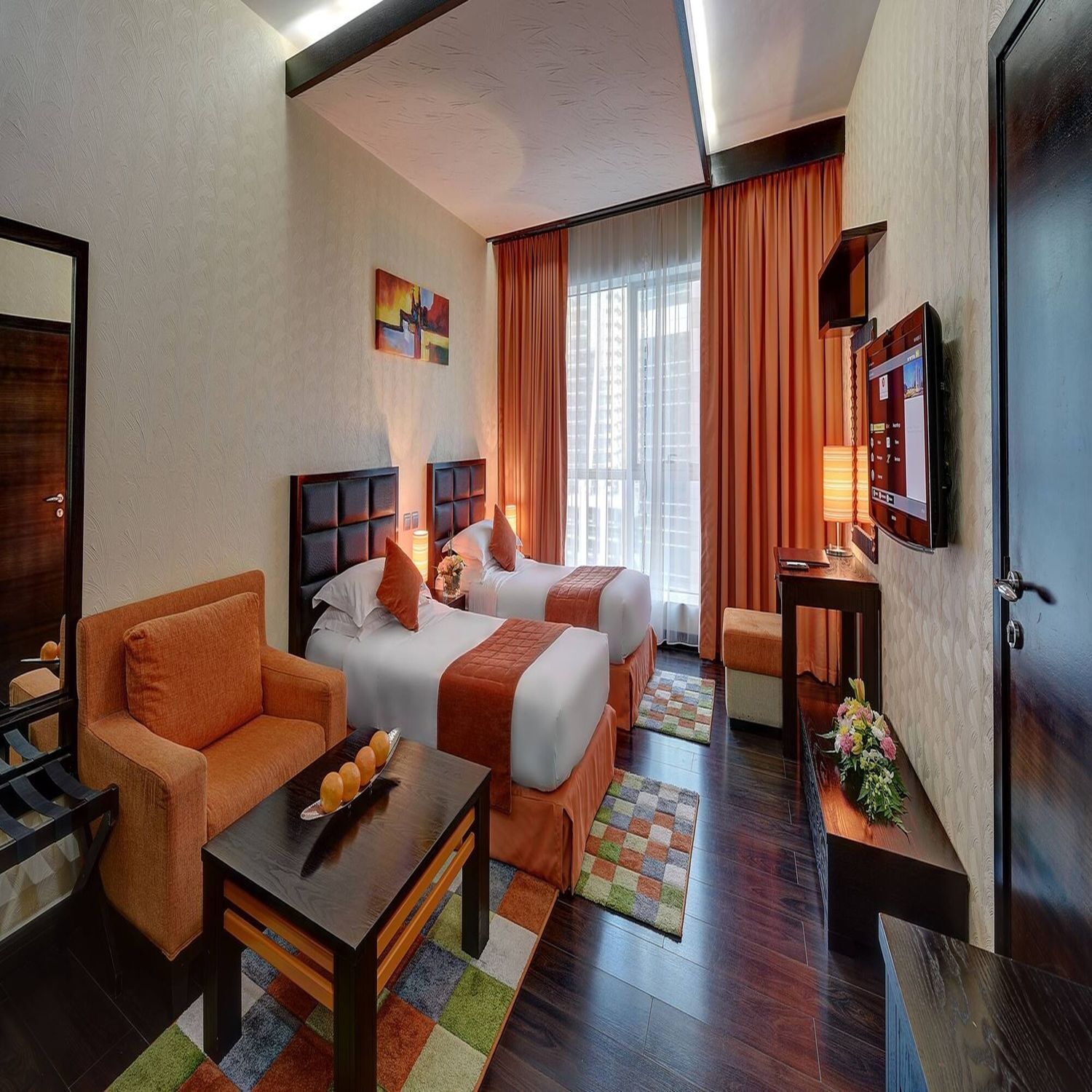 Studio Deluxe, 2 lits une place | Coffres-forts dans les chambres, bureau, Wi-Fi gratuit, draps fournis