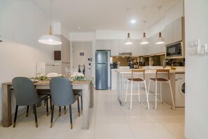 Microwave, highchair, blender, spices
