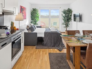 Comfort Apartment, 1 Bedroom, Balcony, Courtyard View | Living area - WaltzCo City Apartment near U1 & Center (Vienna)